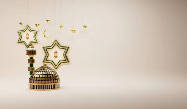 Eid Mubarak Illustrazione Islamica Post Sui Social Media Con Cupola — Foto Stock