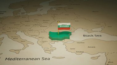 Bulgaristan 'ın 3d bayrak haritasıyla Bağımsızlık Gününü Kutla