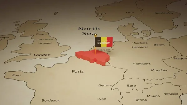 Belçika Izometrik Harita Bayrağı Ülke Haritasının Çizimi — Stok fotoğraf