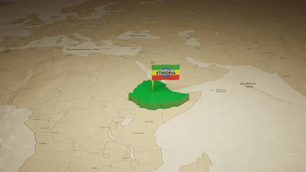 Dünya Haritasında Etiyopya Haritası — Stok fotoğraf