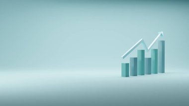 Finansal grafik grafiği grafiği 3d görüntüleme, azalan bir eğilimle birlikte borsa grafiği.