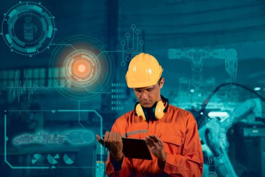 Fütürist mühendislik robotları. Yapay zeka. Otomatik.