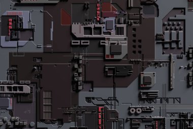 Elektronik yüzey bilimi arkaplanının 3B görüntülemesi.
