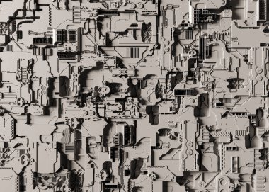 Elektronik bilimi ile soyut bilim kurgu geçmişi. 3B Hazırlama