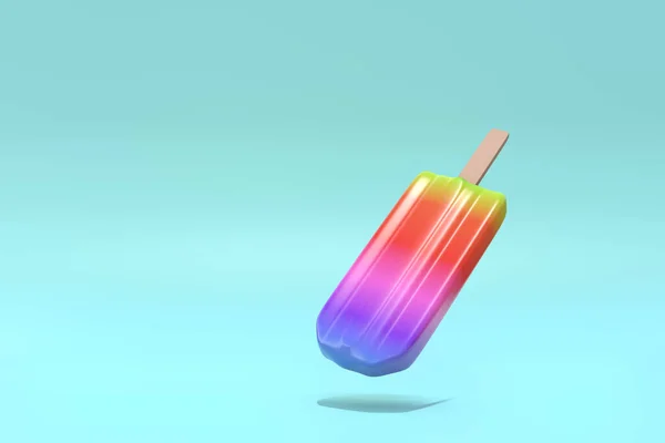 Mavi arka planda gökkuşağı dondurması. Asgari konsept.