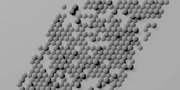 Gri geometri Altıgen Soyut Arkaplan. Yüzey altıgen deseni 3B oluşturma.