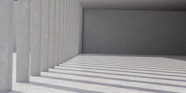 Soyut mimari beton oda iç dekorasyon 3D.