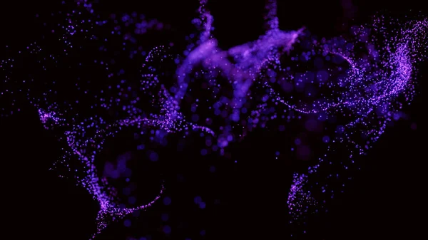 Lacivert mor ve pembe partiküller dalga arkaplanı.