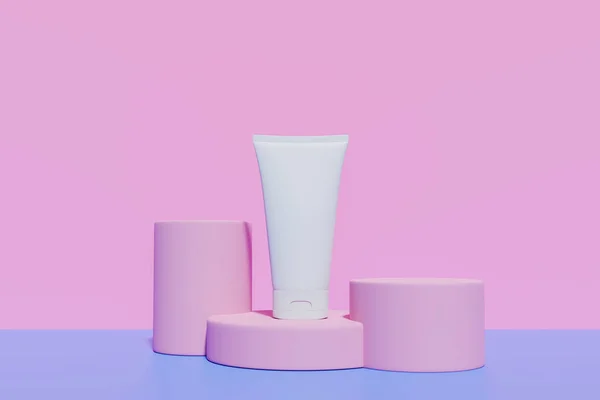 Ürünleri sergilemek için podyum. Tasarım ürünlerinin 3 boyutlu oluşturulması.