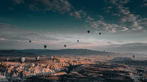 Fimi Drone Camera Cappadocia Balloons Goreme Turkey Travel Landscape Wallpaper — Stock Photo, Image