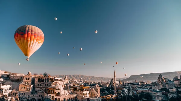 Cappadocia Balloons Goreme Turkey Travel Landscape Wallpaper Trip Goreme Nevsehir — Stock Photo, Image