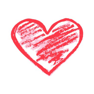 Vector. Icon in hand draw style. Heart. Drawing with wax crayons, children's creativity