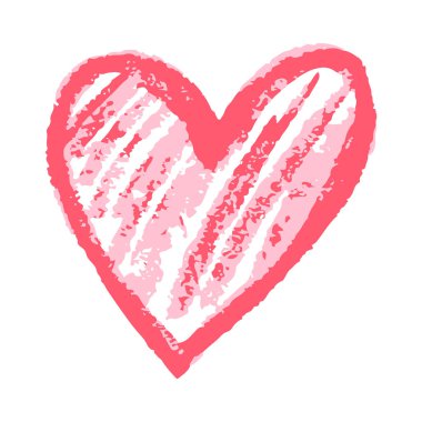 Vector illustration. Icon in hand draw style. Heart. Drawing with wax crayons, children's creativity. Sign, symbol, pin, sticker