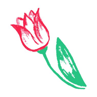 Vector illustration. Cute icon in hand draw style. Flower. Drawing with wax crayons, children's creativity