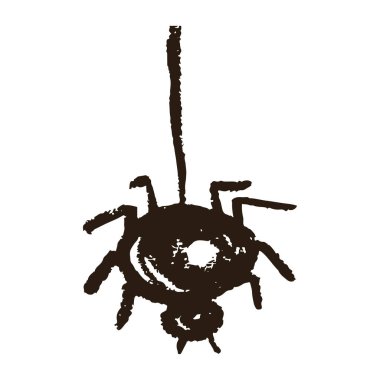 Spider. Icon in hand draw style. Drawing with wax crayons, colored chalk, children's creativity. Sign, pin, sticker