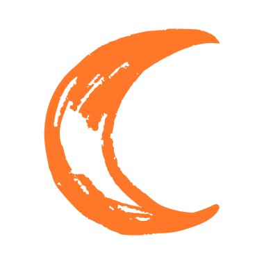 Ay. Simge el çizimi stili. Balmumu boya kalemleri, renkli tebeşirler, çocukların yaratıcılığı. Vektör çizimi. İmzala