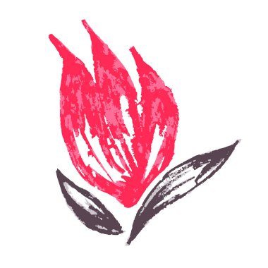 Simge el çizimi stili. Vektör çizimi. Şirin çiçek. Balmumu boya kalemleriyle çizimler, çocukların yaratıcılığı. İmzala