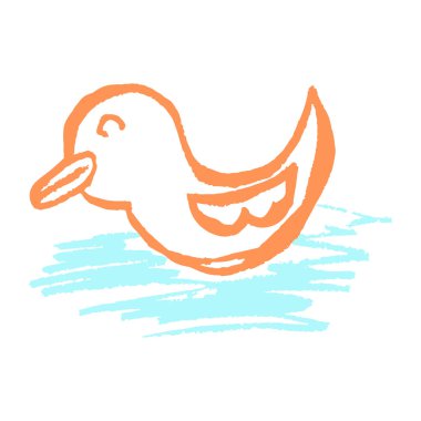 Eğil. Simge el çizimi stili. Balmumu boya kalemleri, renkli tebeşirler, çocukların yaratıcılığı. Vektör çizimi. İmzala, sembol, iğne, çıkartma