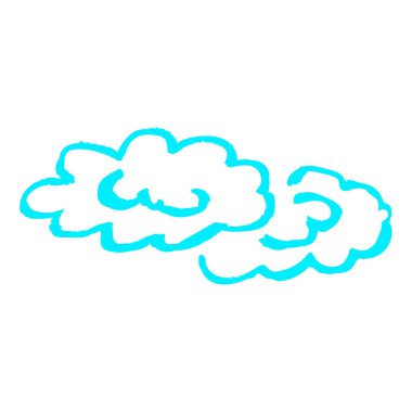 El çizimi tarzında şirin bir ikon. Bulut. Balmumu boya kalemleriyle çizimler, çocukların yaratıcılığı. Vektör çizimi. İmzala, sembol, iğne, çıkartma