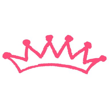 Taç. Simge el çizimi stili. Balmumu boya kalemleri, renkli tebeşirler, çocukların yaratıcılığı. Vektör çizimi. İmzala