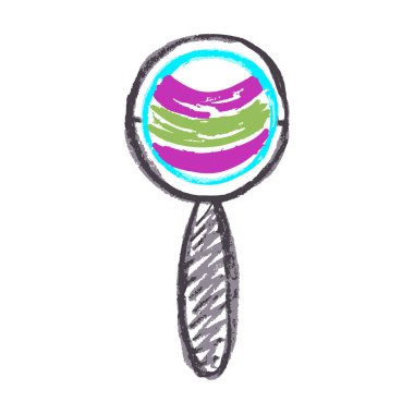 Armut koltuk. Simge el çizimi stili. Balmumu boya kalemleri, renkli tebeşirler, çocukların yaratıcılığı. Vektör çizimi. İmzala, sembol, iğne, çıkartma