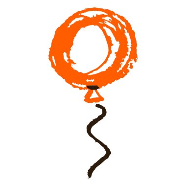 Balon. Simge el çizimi stili. Balmumu boya kalemleri, renkli tebeşirler, çocukların yaratıcılığı. Vektör illüstrasyonu