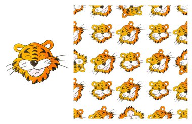 Kaplan kafalı. Sevimli elementler ve kusursuz desenler. Çocuk kıyafetleri için ideal. Kumaş ve benzeri şeyler için kullanılabilir.