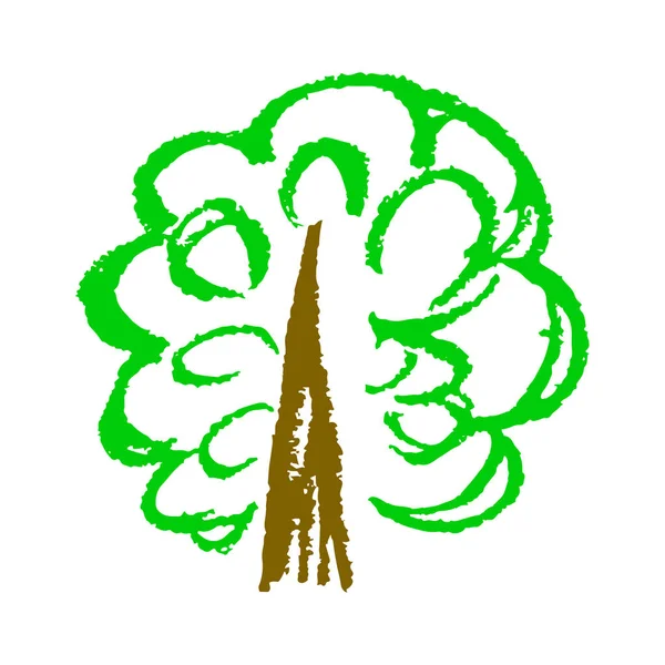 Bois Icône Style Dessin Main Dessin Avec Des Crayons Cire — Image vectorielle