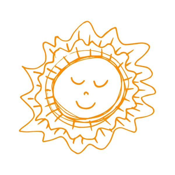 Vector Illustration Cute Icon Hand Draw Style Sun Doodle Drawing —  Vetores de Stock