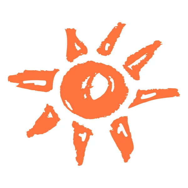 Ilustracja Wektora Cute Ikona Stylu Rysowania Ręki Słońce Rysunek Kredkami — Wektor stockowy