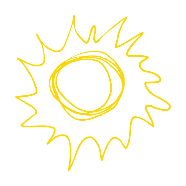 Vector Illustration Cute Icon Hand Draw Style Sun Doodle Drawing — Vetor de Stock