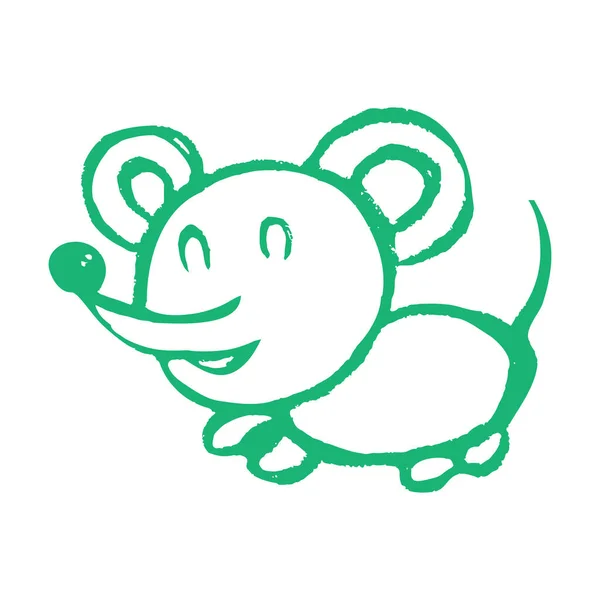 Vector Illustration Cute Icon Hand Draw Style Mouse Drawing Wax — ストックベクタ