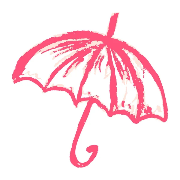 Paraplu Ikoon Hand Trekken Stijl Tekenen Met Waskrijtjes Gekleurd Krijt — Stockvector