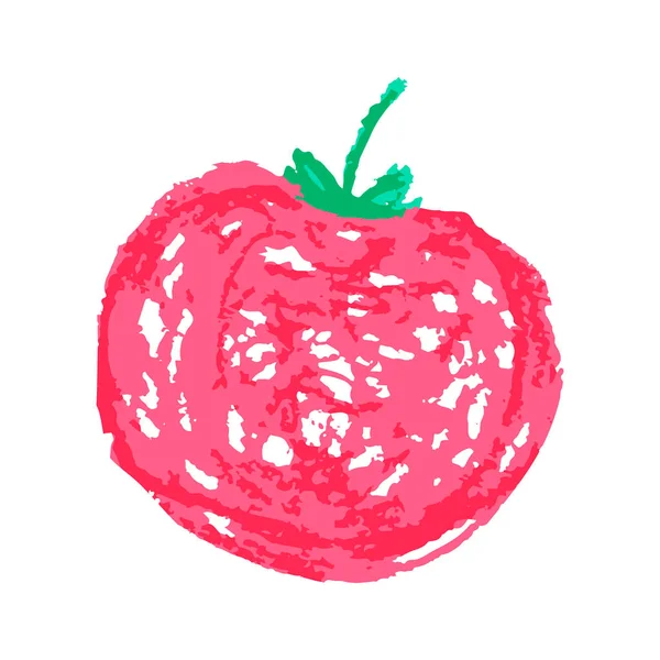 Tomato Icon Hand Draw Style Drawing Wax Crayons Colored Chalk — ストックベクタ