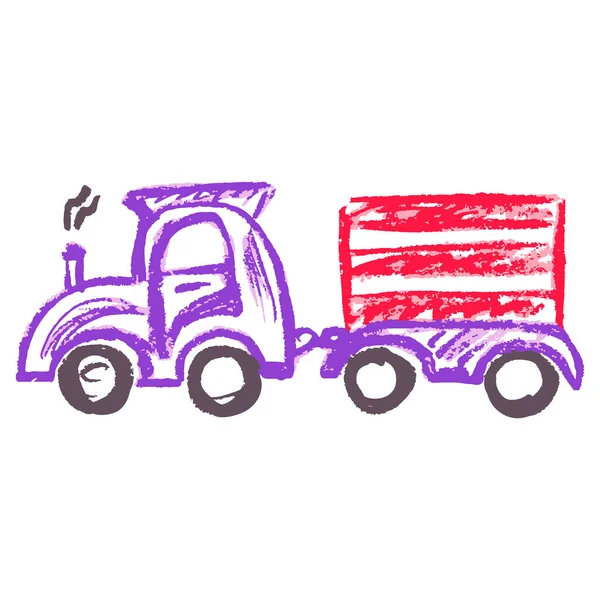 Truck Icon Hand Draw Style Drawing Wax Crayons Colored Chalk — Vetor de Stock