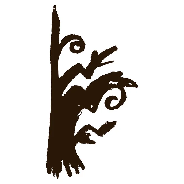 Scary Tree Icon Hand Draw Style Drawing Wax Crayons Colored — Image vectorielle