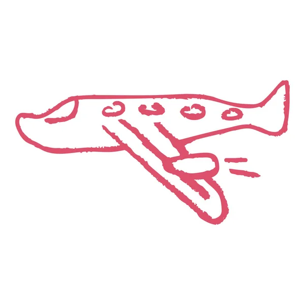 Flugzeug Ikone Zeichenstil Zeichnen Mit Wachsmalstiften Buntkreide Kreativität Der Kinder — Stockvektor
