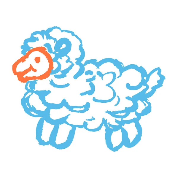 Sheep Icon Hand Draw Style Drawing Wax Crayons Colored Chalk — 스톡 벡터