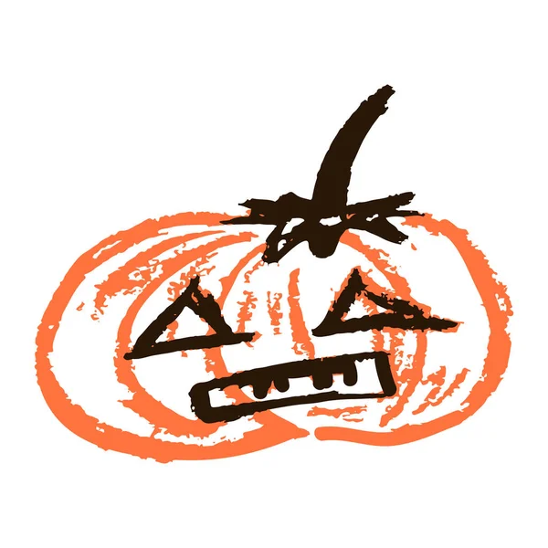 Icône Style Dessiné Main Citrouille Halloween Dessin Avec Des Crayons — Image vectorielle