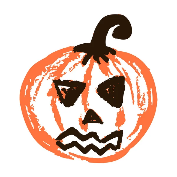 Icono Estilo Dibujado Mano Calabaza Halloween Dibujo Con Lápices Cera — Vector de stock