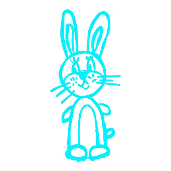 Icon Hand Draw Style Vector Hare Rabbit Drawing Wax Crayons — Vetor de Stock