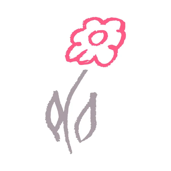 Icon Hand Draw Style Vector Cute Flower Drawing Wax Crayons — ストックベクタ