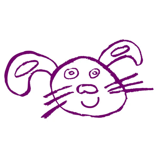 Ikone Zeichenstil Vektorillustration Hasenkaninchen Zeichnen Mit Wachsmalstiften Die Kreativität Der — Stockvektor