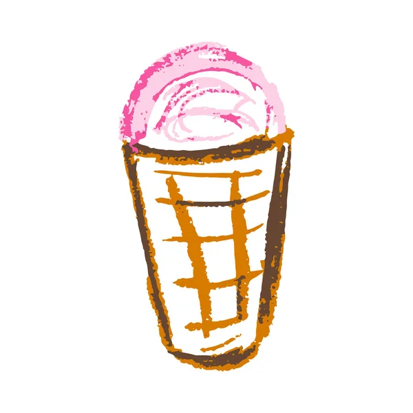 Simge Çizimi Stili Dondurma Vektör Çizimi Balmumu Boya Kalemleriyle Çizimler — Stok Vektör