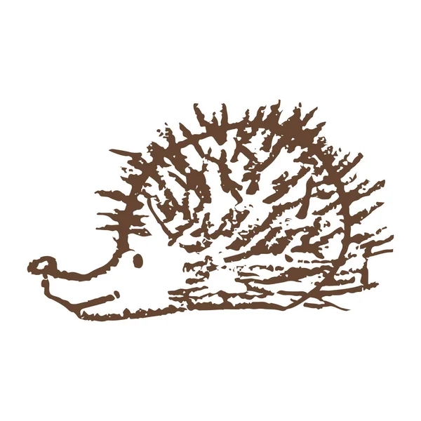 手描きでアイコン ヘッジホッグ ワックスクレヨンで描く 子供の創造性 ベクトルイラスト サイン シンボル ステッカー — ストックベクタ
