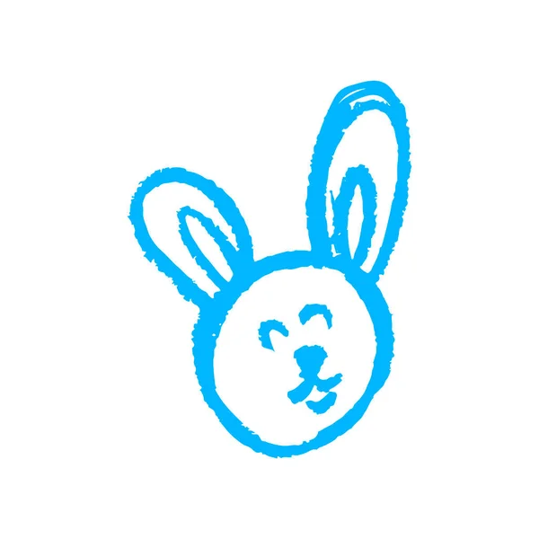 Icon Hand Draw Style Hare Rabbit Drawing Wax Crayons Children — Stock vektor