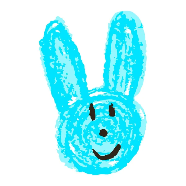 Icon Hand Draw Style Hare Rabbit Drawing Wax Crayons Children — Vetor de Stock