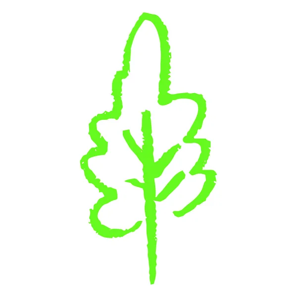 Icon Hand Draw Style Green Tree Drawing Wax Crayons Children — Vetor de Stock