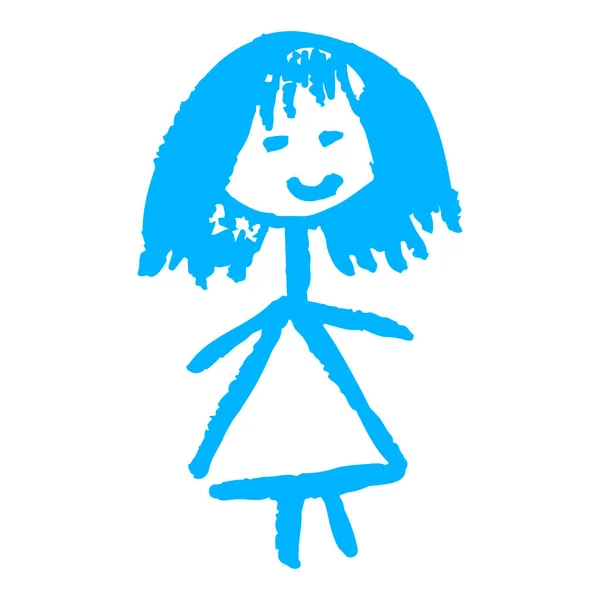 Icon Hand Draw Style Girl Drawing Wax Crayons Children Creativity — 图库矢量图片