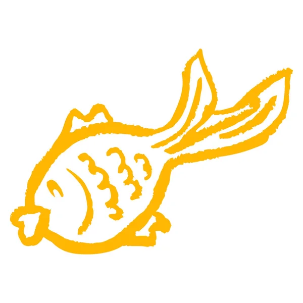 Εικονίδιο Στο Χέρι Στυλ Σχεδίασης Ψάρι Ζωγραφική Κηρομπογιές Χρωματιστή Κιμωλία — Διανυσματικό Αρχείο